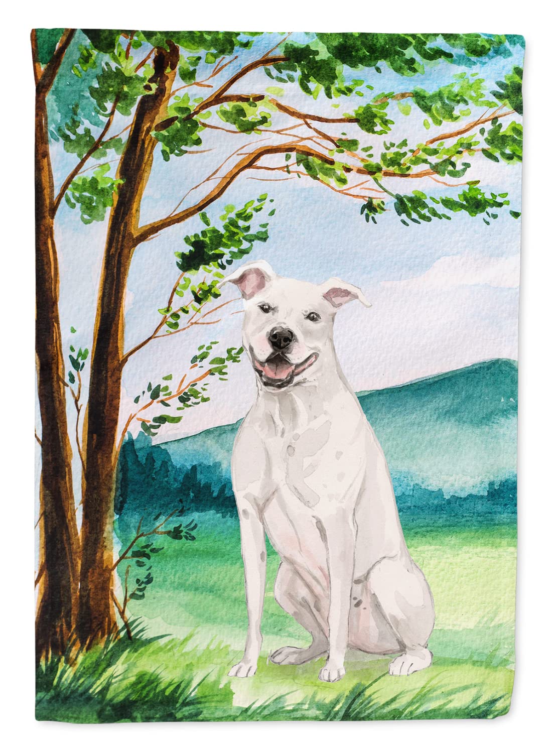 Drapeau de maison Staffie Blanc de Noël pour habiller votre jardin en hiver