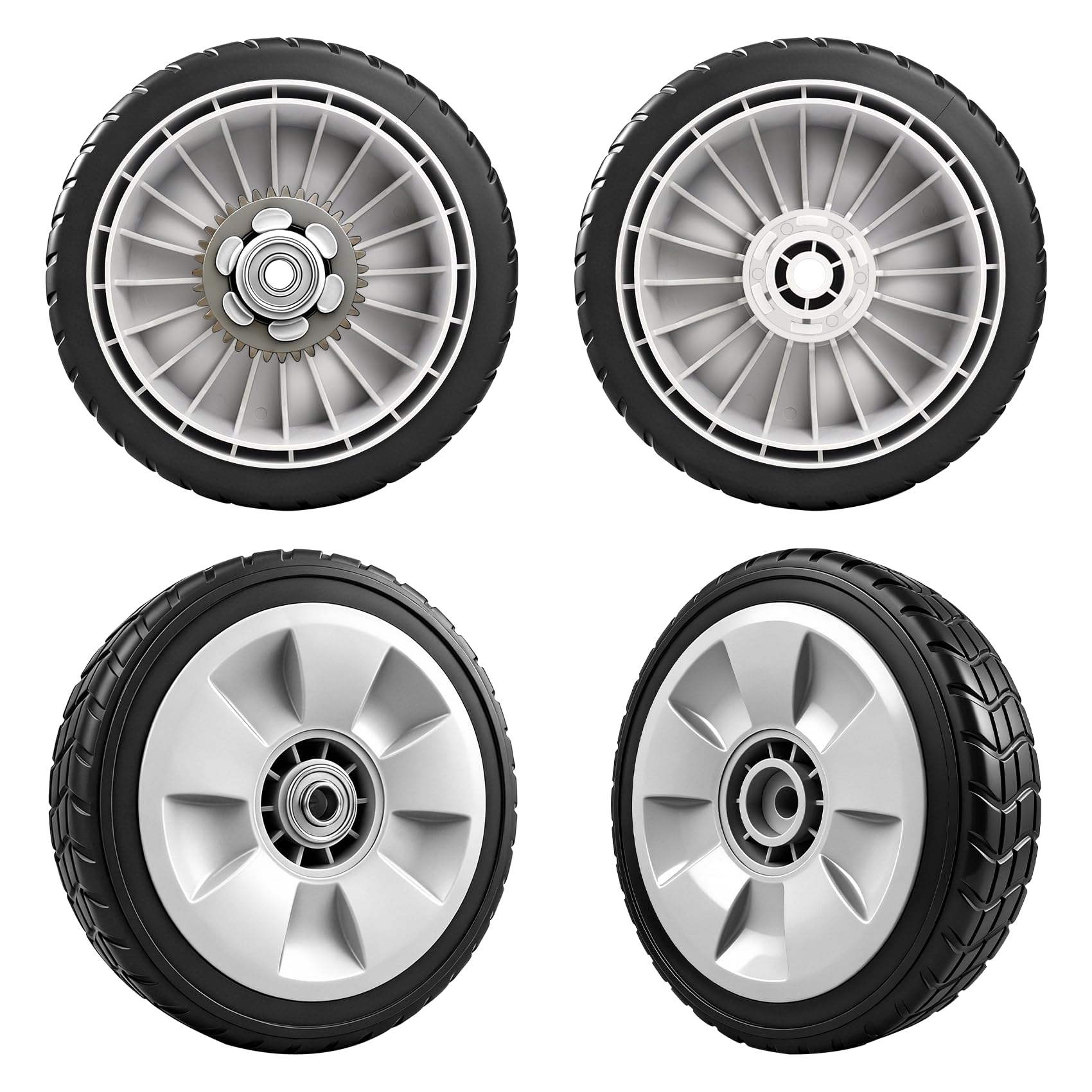 4 Pack Lawn Mower Wheels, HRR216K9VKAA Wheels, Fit for Honda HRR216 HR215 HRT216 HRB215 HRR2168vka etc 21 Inch Lawn Mower,2 Rear Wheels 42710-VE2-M02ZE, 2 Front Wheels 44710-VL0-L02ZB,5 Years Warranty