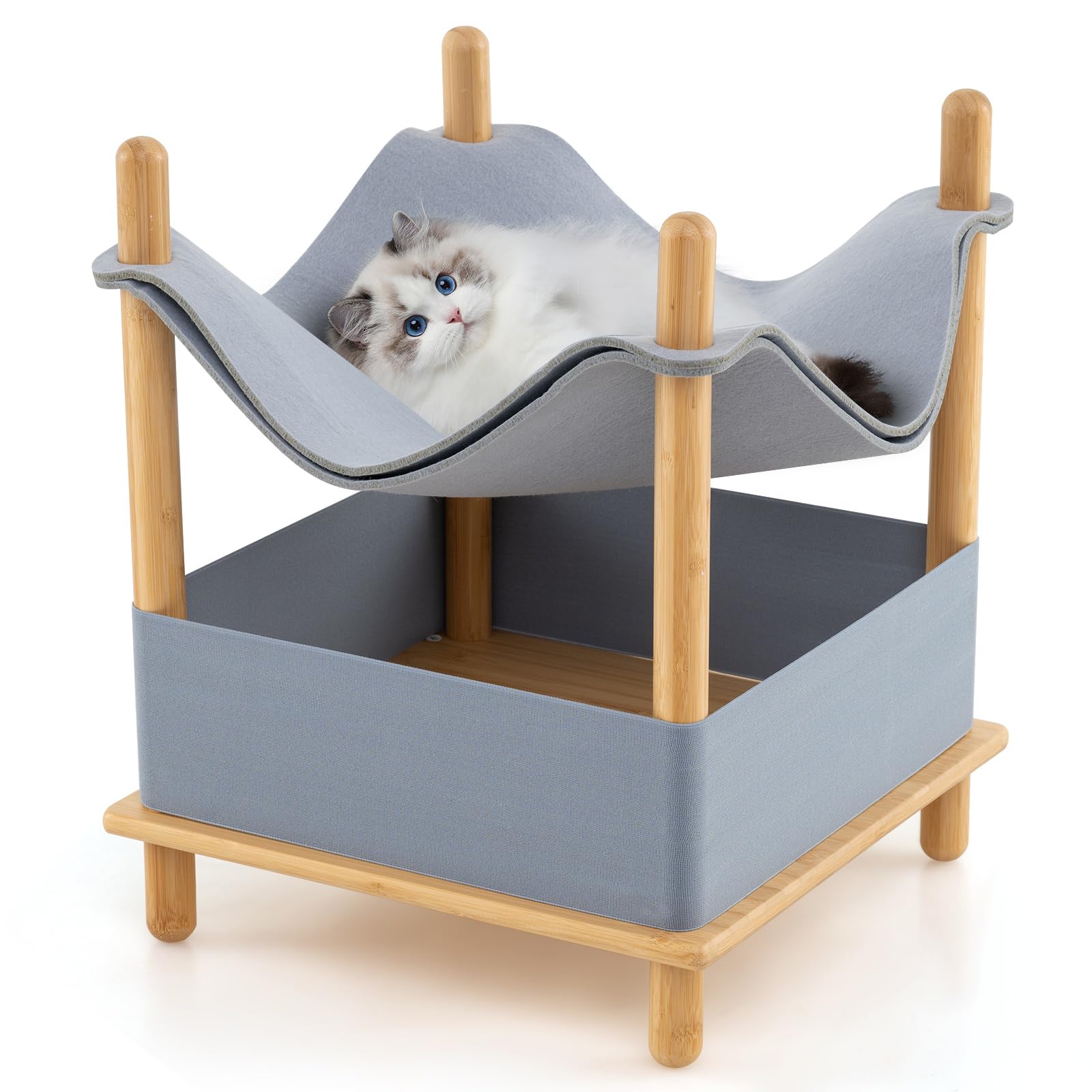 Structure en bambou pour chats GOPLUS, abri contre le stress des félins d'intérieur