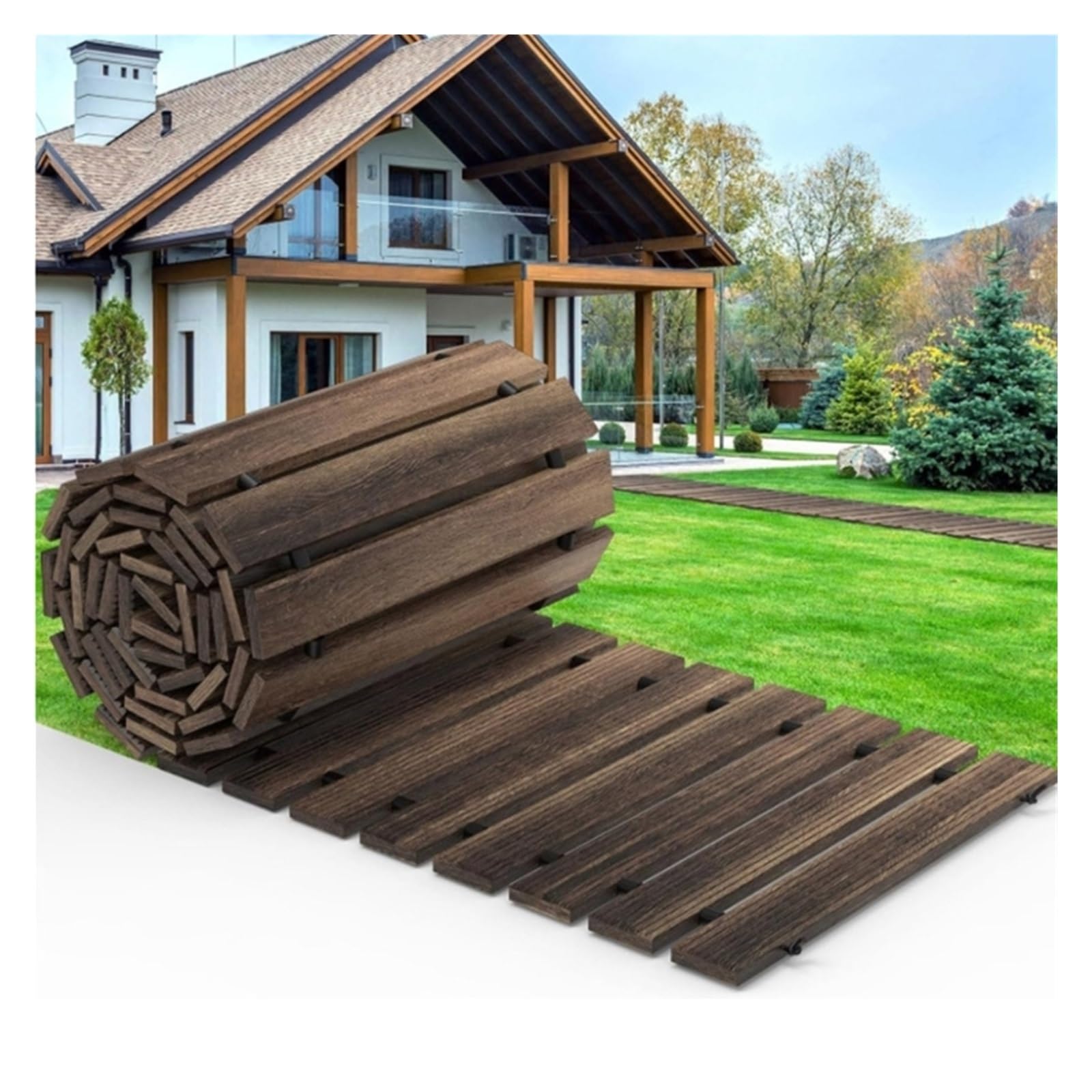 Terraza permanente for suelo de jardín, resistente a la intemperie for uso en exteriores, fácil de mantener con lavado con agua(8FTDark brown)