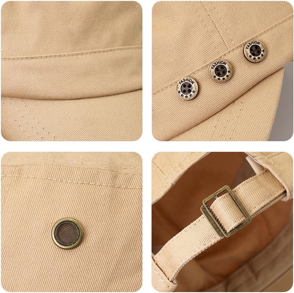 Initlove Cadet Army Cap Military Unisex Flat Top Hat for Men Women - Image 6