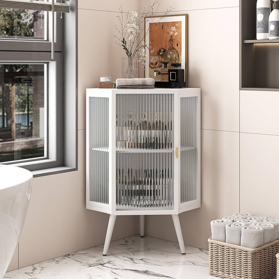 コーナーチェスト Amazon.co.jp: Vensico モダンコーナー収納キャビネット 強化ガラス