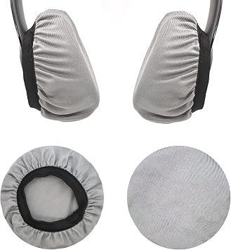 Headphone Earpad Covers, 2PCS Reusable Headphone Sweat Covers Washable and Stretchable Fits 3.54"-4.13" Headsets 9-10.5cm Compatible with B Bose JBL Skullcandy SONY Headphones Y9FCZ Grey
