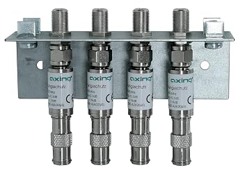 Axing QEW 4-20 Earthing Angle Antenna Technology, Surge Protection, 4-Way, F-Double Sockets, Silver