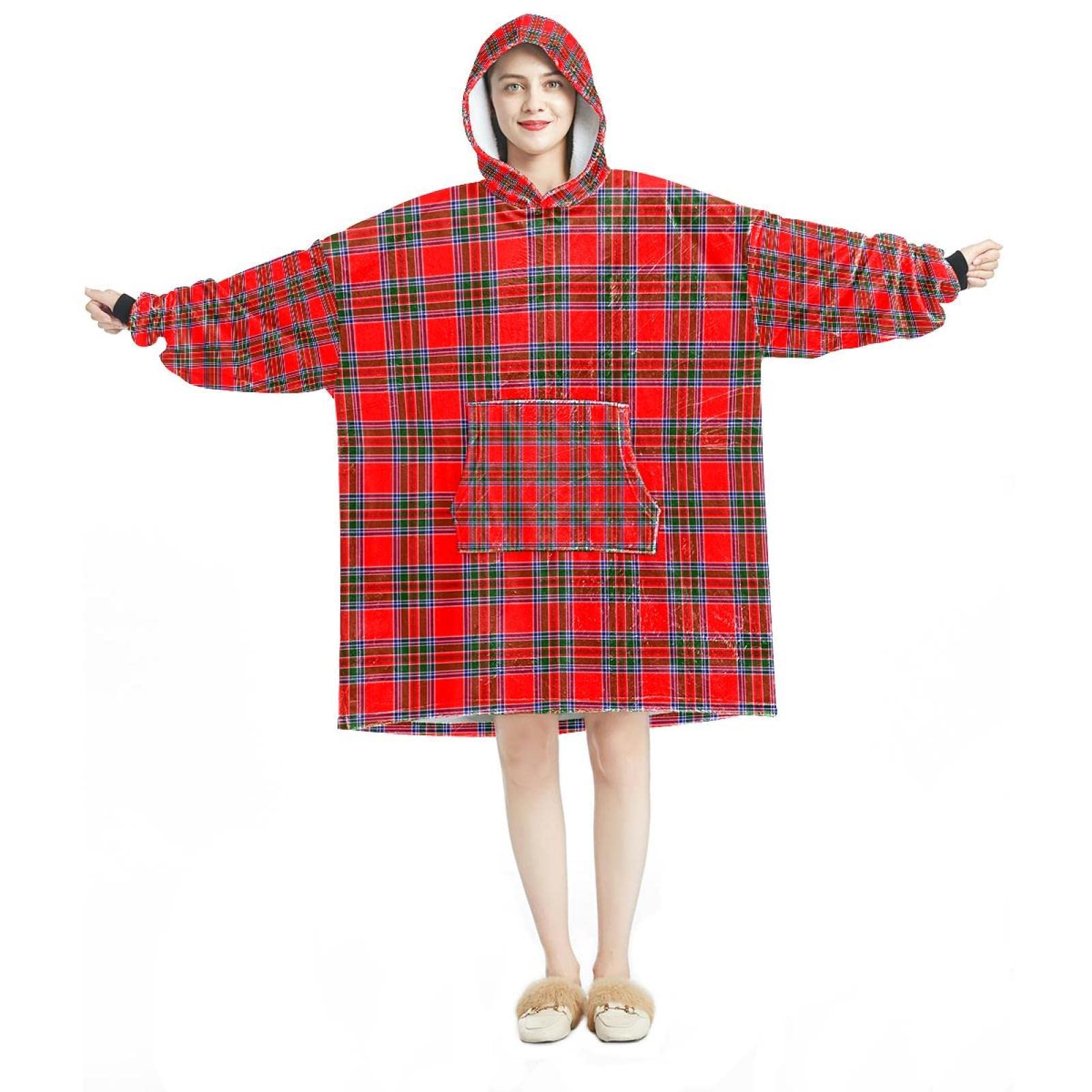 Sweat plaid écossais rouge surdimensionné, le cadeau idéal pour adulte