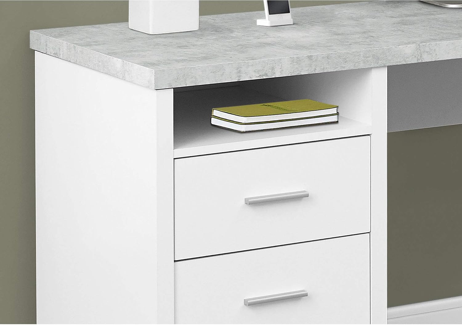 Monarch Specialties Computer Desk Left or Right Facing White / Cement-Look 80"L