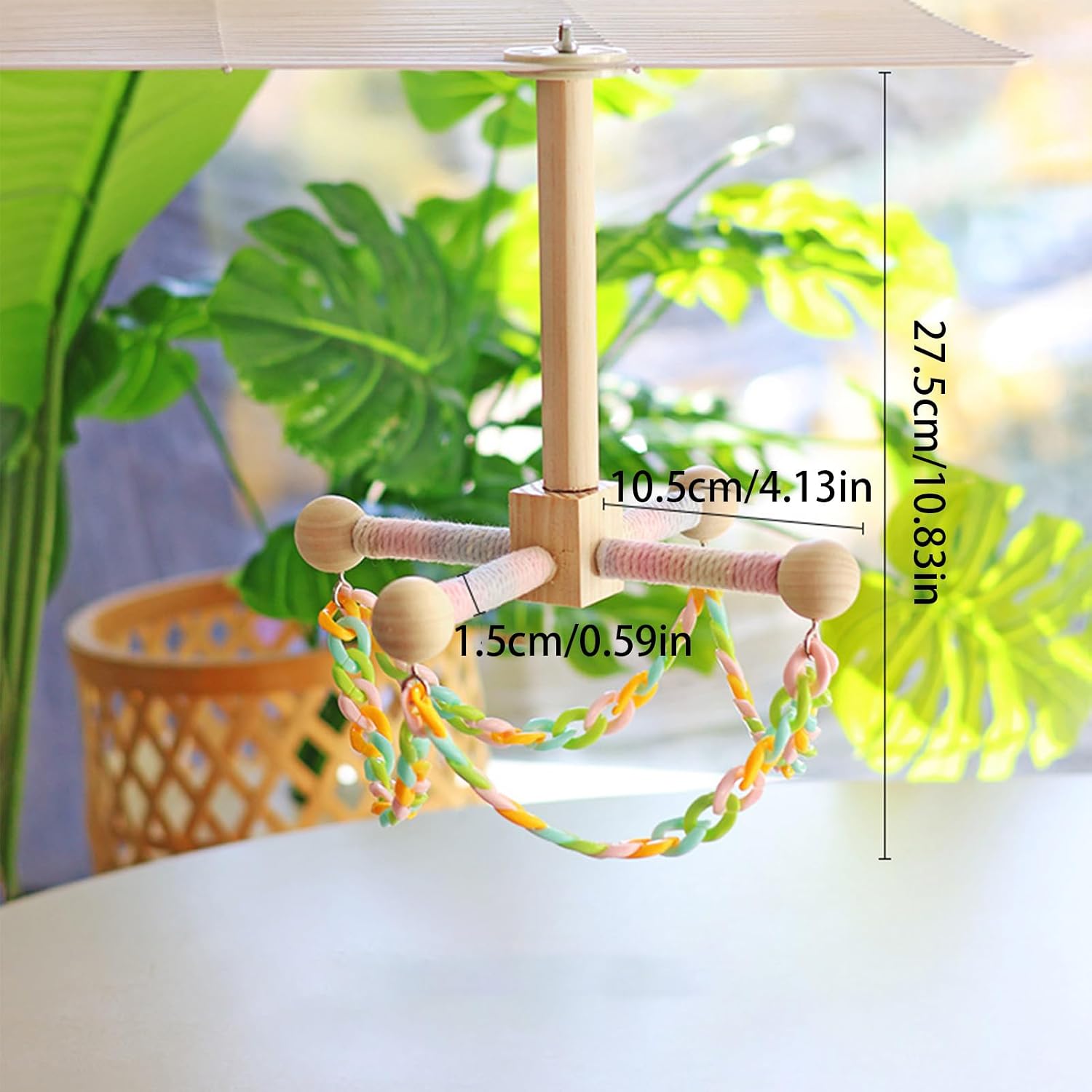Parakeet Swing,Interactive Wooden Small Pet Swing Toy - Wooden Chinchilla Climbing Toy - for Ferret Hamster Guinea Small Animal Gerbil Hedgehog Parakeet Cockatiel Conure