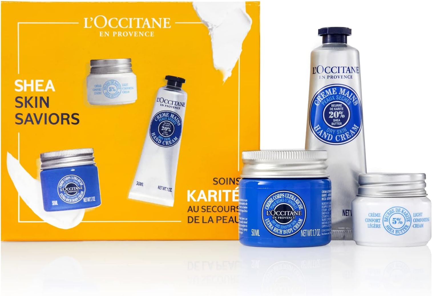 L'Occitane Shea Nourish Me Trio: Nourish and Comfort Skin with Shea Butter, Includes Hand Cream, Foot Cream, and Ultra Rich Body Cream, Gift Set