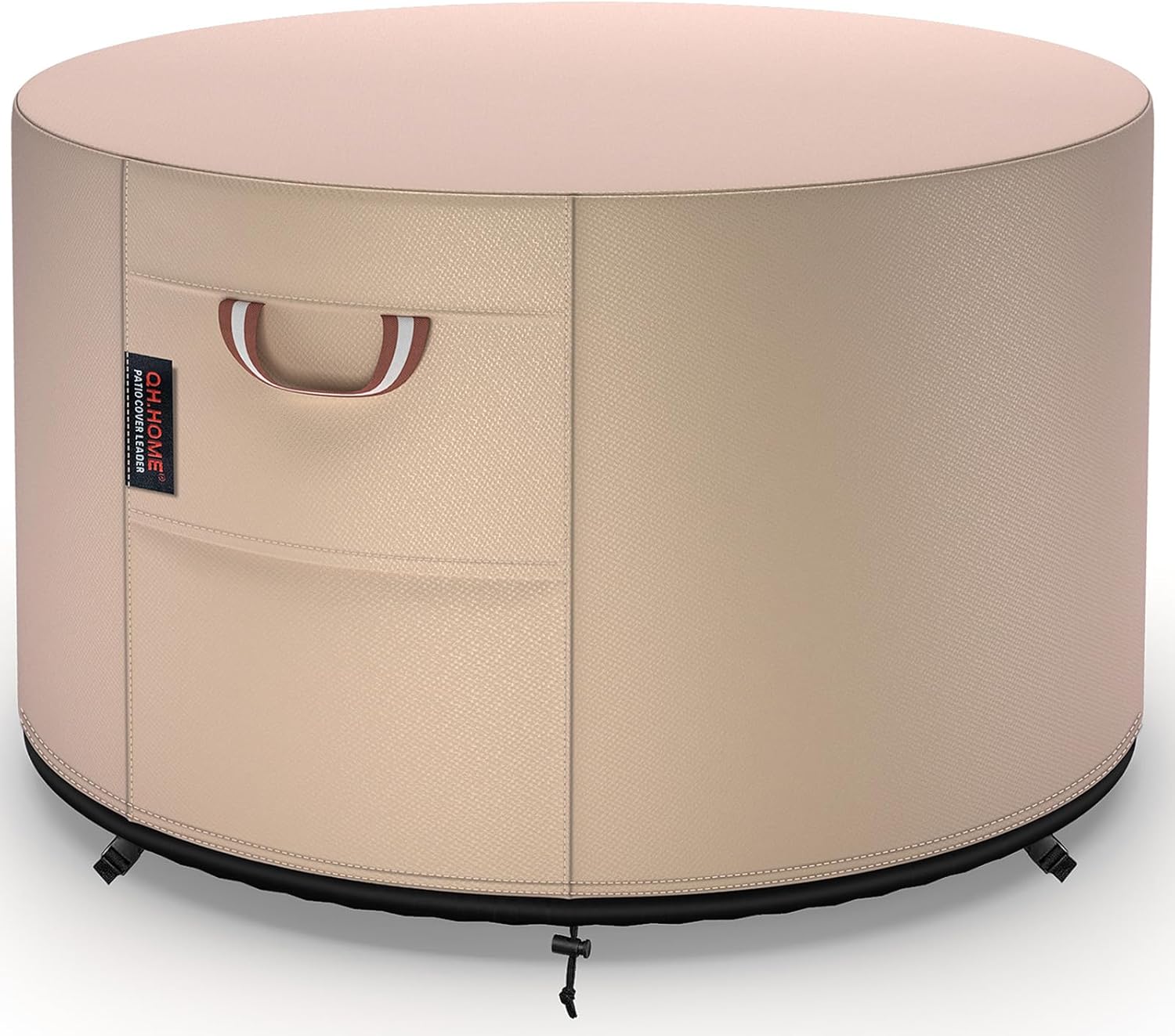 QH.HOME Fire Pit Cover Round-Fits Diameter 50" D X 24" H Heavy Duty 900D Strong Tear-Resistant and UV Resistant and Waterproof and Fading Resistant Polyester Firepit Covers Round for Outdoor Fire Pit