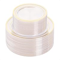 Vista 1 de BESTVIP 100 piezas de plato de plástico transparente, platos desechables para fiesta con 50 platos para cena y 50 platos para postre, plato