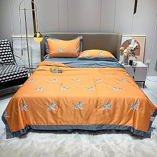 JBHURF Naked Sleeping Washed Tencel Summer Quilt Four-piece Silk Summer Cooling Quilt Wide-brimmed Air Conditioning Quilt (Color : Natural25, Size : 180x220cm2)