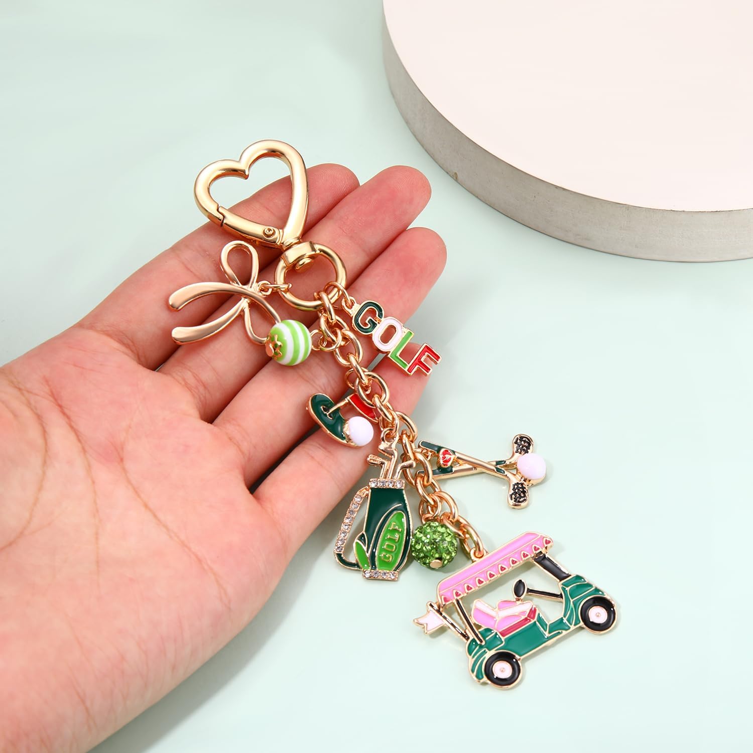 ARATLENCH Sports Keychain Cute Golf Tennis Keyring for Women Fun Game Day Golf Tennis Bag Charms Accessories Sport Fan Gifts