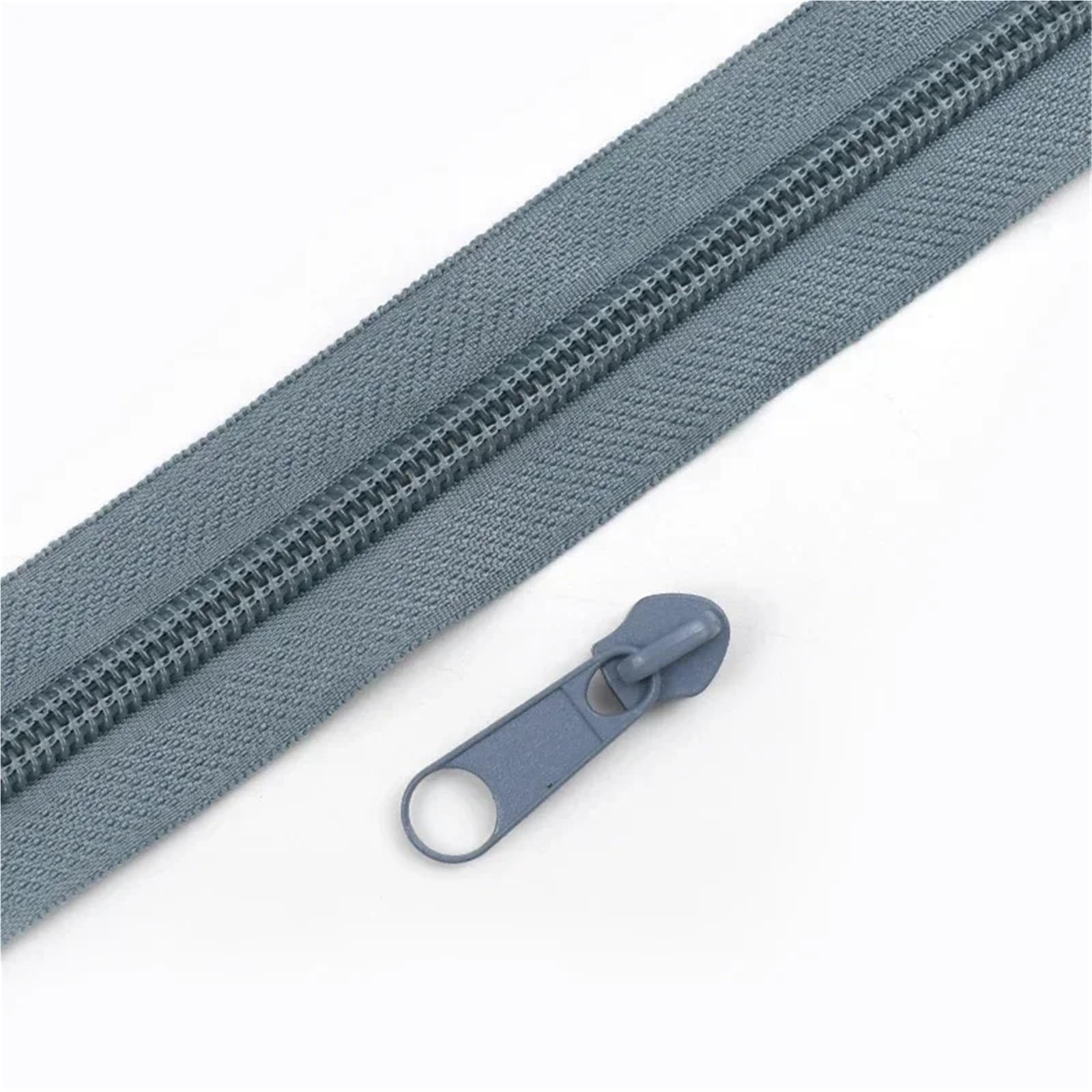 Zips for Sewing 2/5/10/20M 3# 5# Rainbow Nylon Zipper with Slider Bags Garment Decor Zip Closure By The Meter Zips Repair Kit Sewing Accessories Sewing Supplies(BlueGray,2MZips 2PcsSliders,No3)