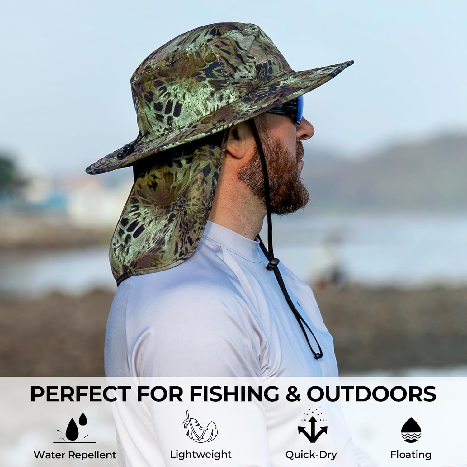 KastKing UPF 50 Boonie Hat Fishing Hat with Removable Neck Flap Sun Hats for Men - Image 7