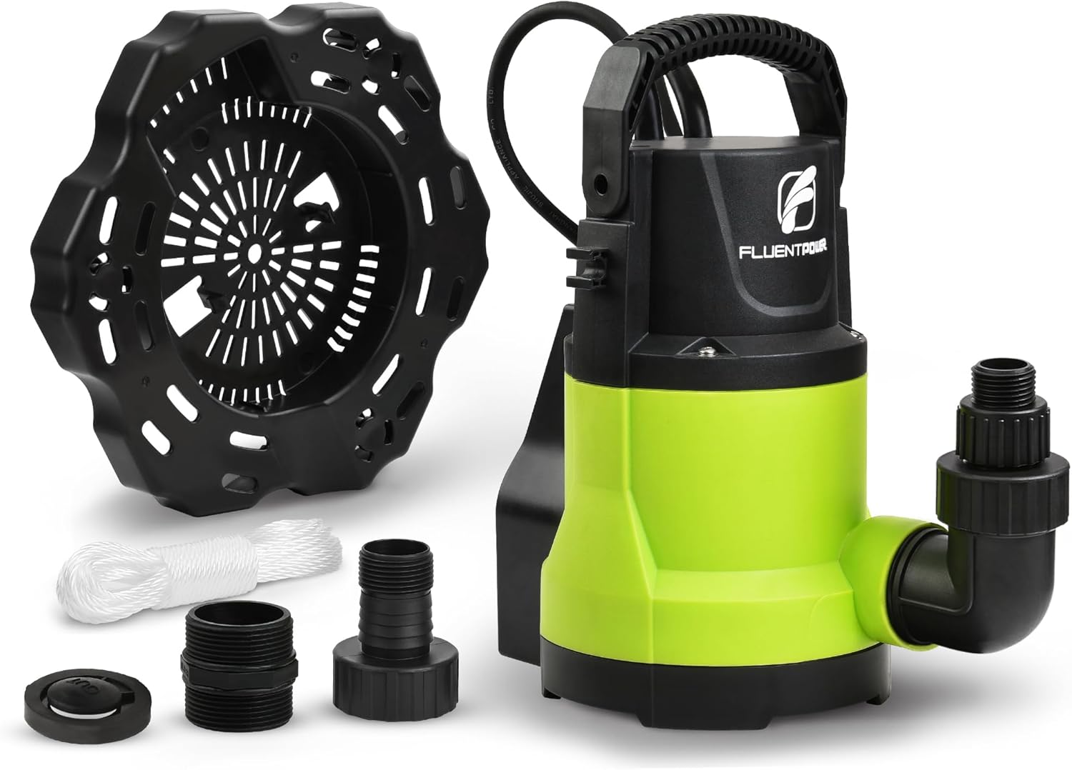 FLUENTPOWER Automatic Submersible Pump for Pool Cover, 3/4 HP 3300GPH Water Removal Pump with Check Valve Adapter for Swimming Pool, Hot Tub, Boat Covers, Water Beds, Rooftop, Shallow Pit Water 3300GPH Automatic Sensor