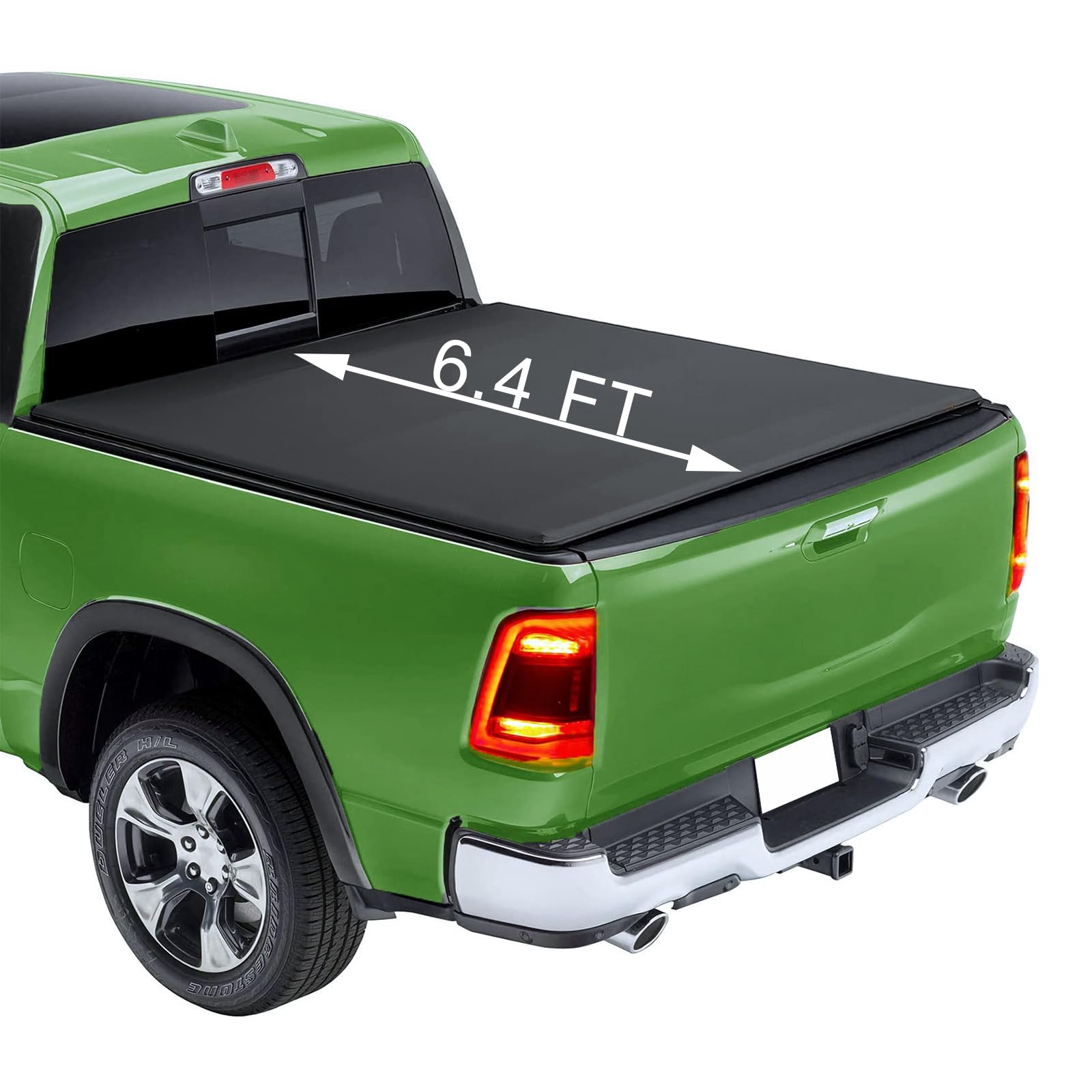 PENSUN 6.4Ft Soft Quad-Fold Truck Bed Tonneau Cover Fit for Dodge Ram 1500 2002-2023, for Dodge Ram 1500 Classic ONLY 2019-2023, for Dodge Ram 2500