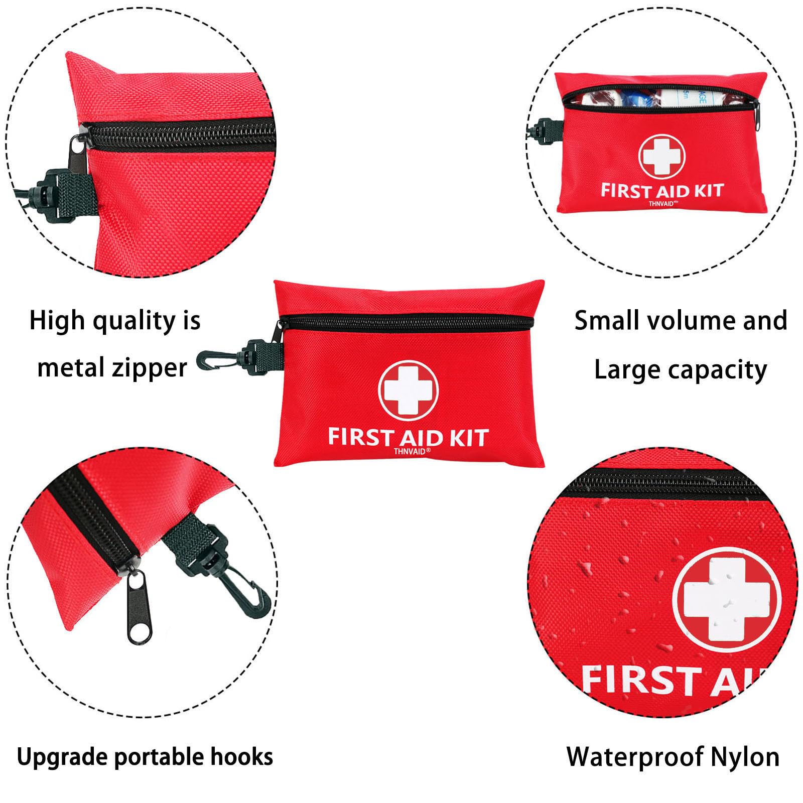 Mini botiquín de primeros auxilios – Kit de primeros auxilios pequeño de 147 piezas, con hebilla giratoria, ideal para coches, escuelas, deportes, hogares, viajes, camping, senderismo