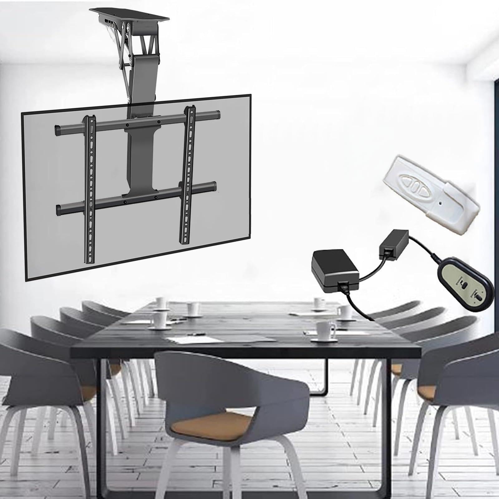 Support électrique plafond et mural avec télécommande pour télévision 32 à 70