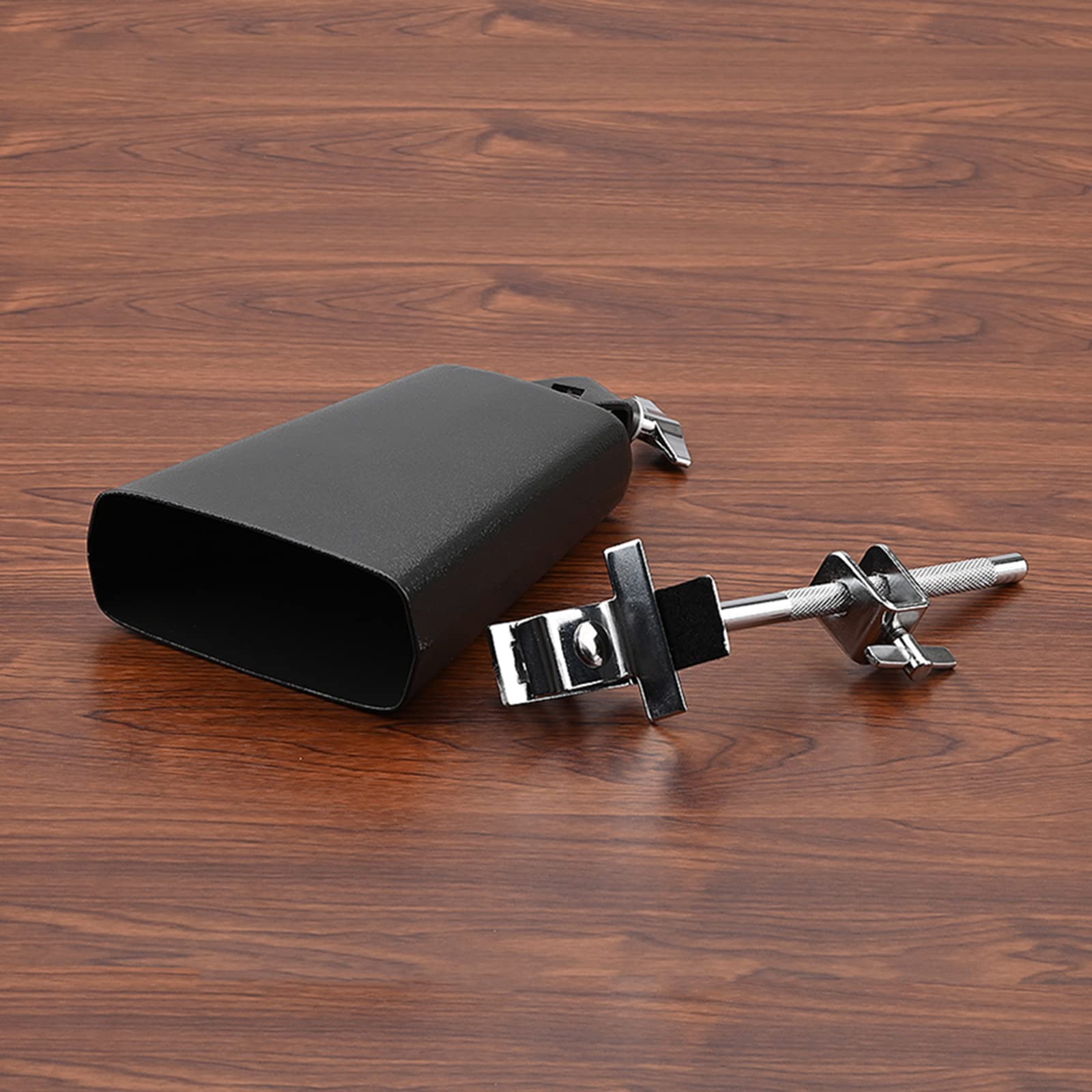Campanaccio in metallo con supporto per campanaccio montato a cerchio per batteria, morsetto accessorio per percussione, regolare un campanaccio verso l'alto o verso il basso