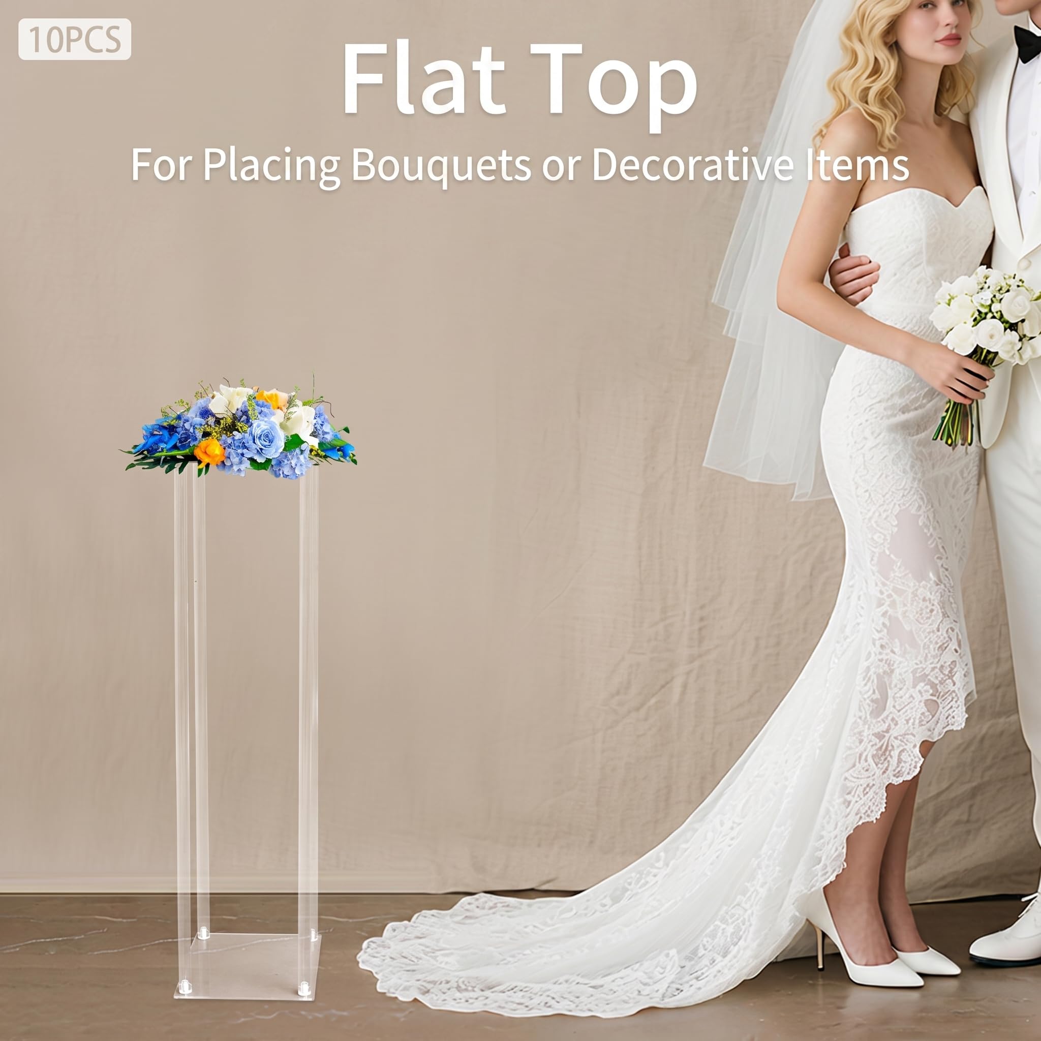 Acryl Blumenständer Set 10 Stück 80cm Transparent Modern | Blumenständer Hochzeit Deko mit stabilem Design 5kg Tragkraft Tischdeko Event Dekoration für Blumenarrangements