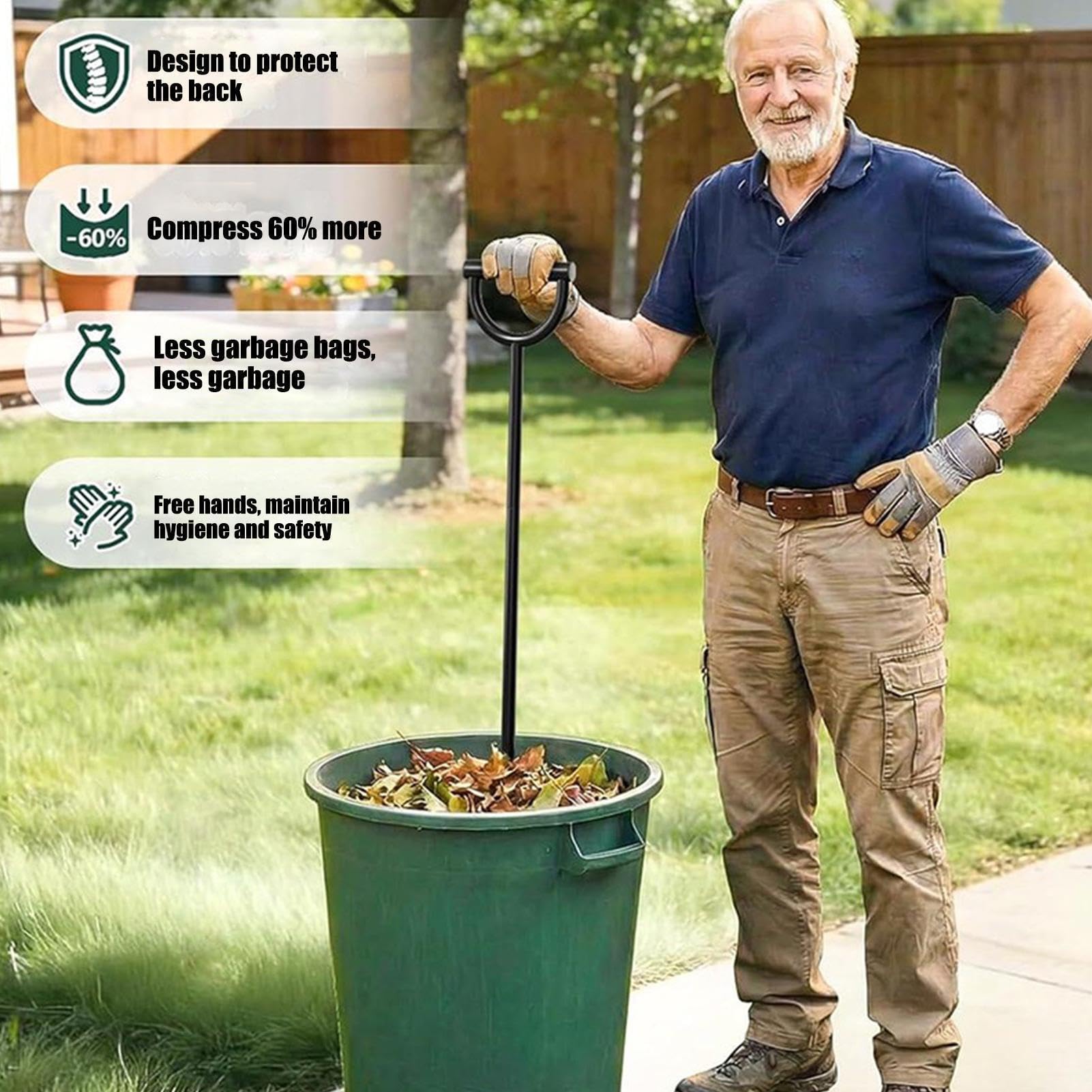 Generisch Prensadora manual de acero al carbono – Compactador de basura para ahorrar espacio para cocina y jardín – Trituradora de basura para reducir el volumen – Higiénico y resistente