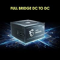 Vista 7 de MSI MAG A650GL, fuente de alimentación para juegos compacta totalmente modular de 650W, 80+ Gold, PSU ATX, garantía de 10 años