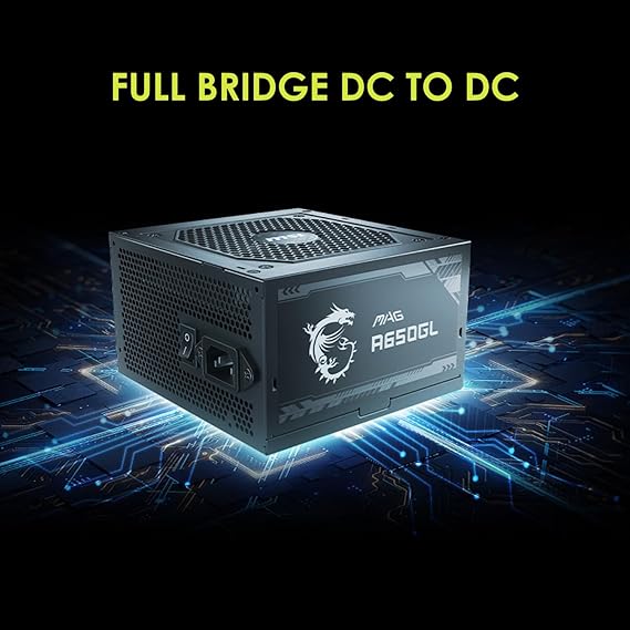 MSI MAG A650GL, Fully Modular Compact Gaming 650W Power Supply, 80+ Gold, ATX PSU,