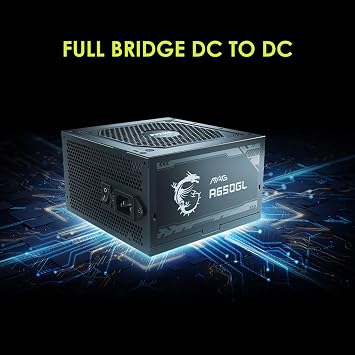 MSI MAG A650GL, Fully Modular Compact Gaming 650W Power Supply, 80+ Gold, ATX PSU,