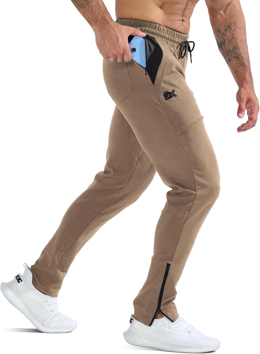 BROKIG Mens ZeroArmor Workout Running Jogger Sweatpants,Stretch Double Ankle Zipper Gym Pants Fitted Sweat Pants Pocket - Image 5