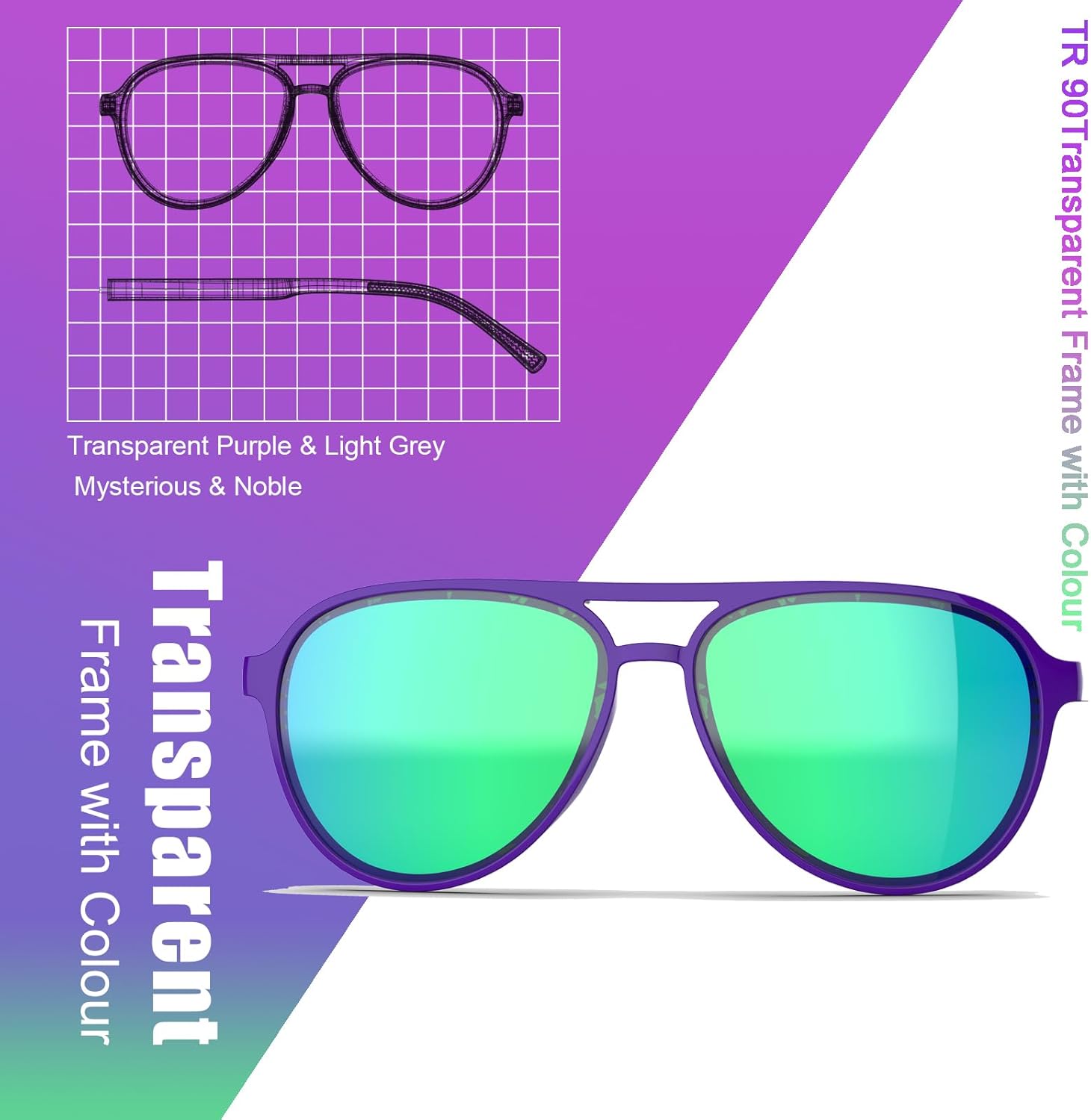 Lightweight TAC Polarized Tinted Classic Vintage Retro 70s Sunglasses, TR-90 Frame for Women Men, UV 400 Protection - Image 5