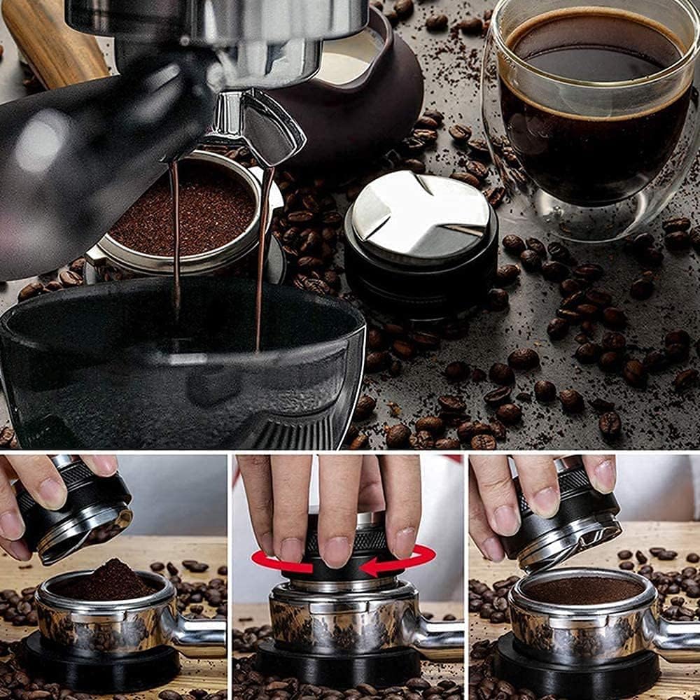 53mm Coffee Distributor & Tamper，Dual Head Coffee Levelers Tool Fits 54mm Breville Portafilter Espresso Distribution Tool Professional Espresso Hand Tampers – Adjustable Depth: Home & Kitchen