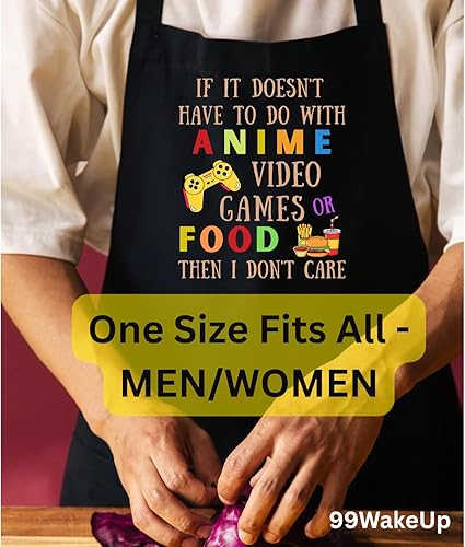 Miniatura 2 de Divertido juego de anime, diseño de videojuegos, con temática de comida, delantal, talla única, cocina para hombres y mujeres