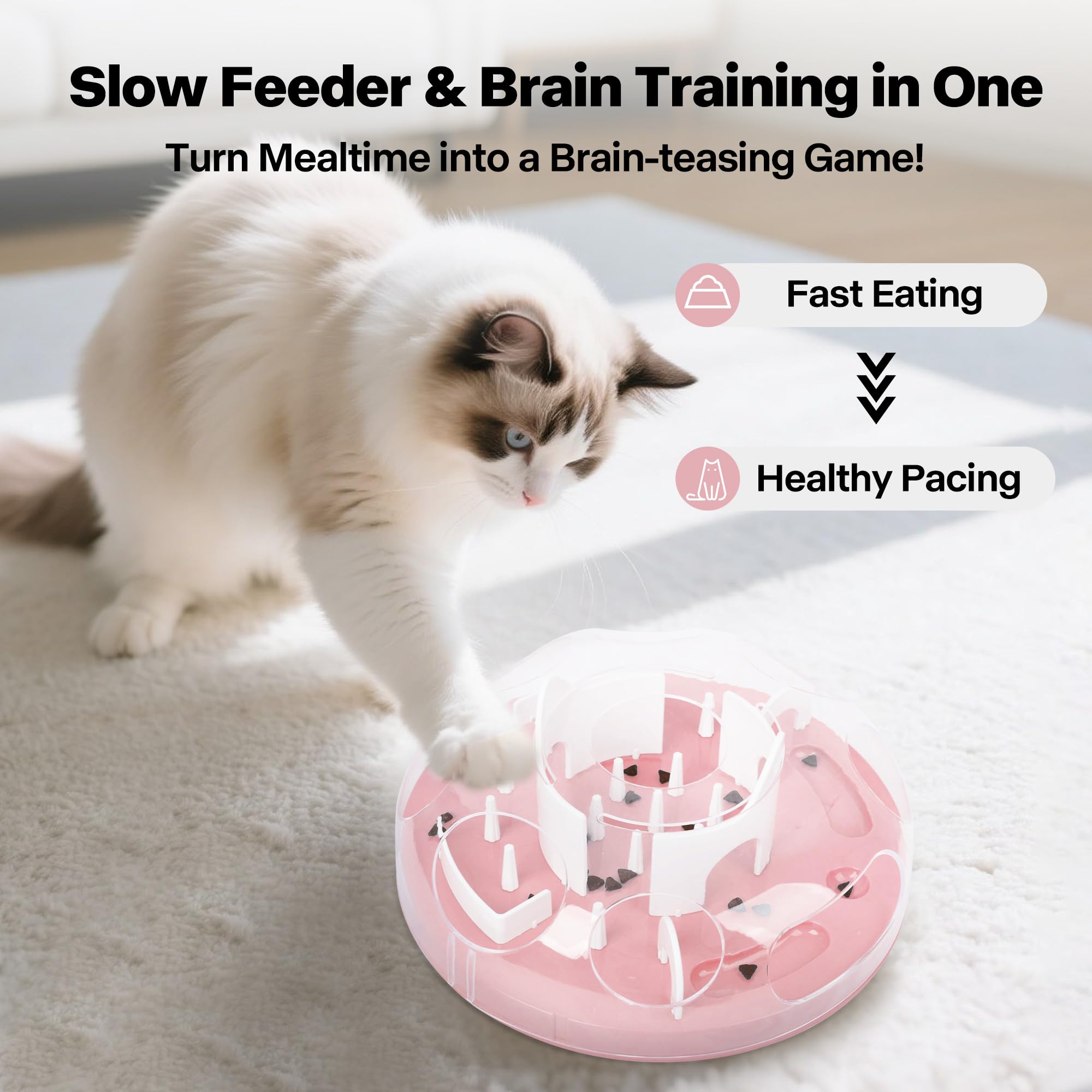 Pet Prime Interactive Cat Puzzle Feeder Toy, 3-Stage Adjustable Cat Treat Toys - Image 4