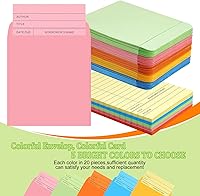 Vista 6 de 200 sobres de bolsillo para biblioteca y tarjetas para libros, incluyen 100 sobres de bolsillo autoadhesivos y 100 suministros de biblioteca