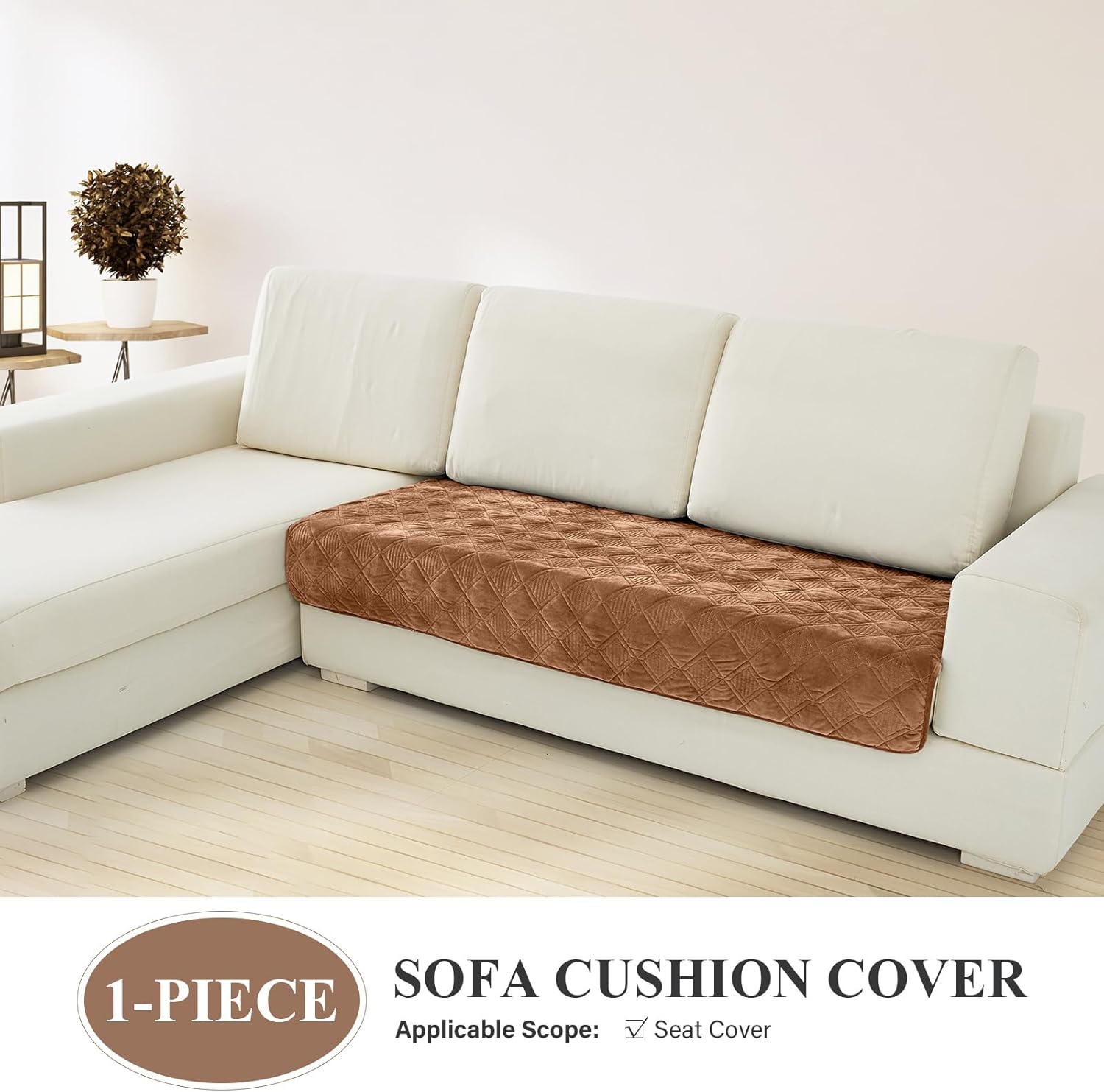 Deep Dream Couch Cover, Sectional Couch Covers, Sofa Covers for 3 Cushion Dogs Pets Kids Recliner Loveseat L Shaped, Anti-Slip Sofa Covers, 36 x 82 Inch - Light Coffee(Only 1 Piece)