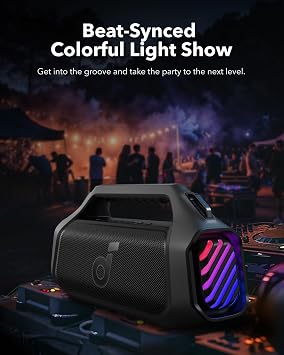 Soundcore Boom 2 Plus Portable Speaker By Anker, 140W, 2+2 Channel, BassUp 2.0, 20H Playtime, Fast Charge, IPX7 Waterproof, RGB Lights, Power Bank, Bluetooth 5.3, Outdoor Speakers, Camping, Beach
