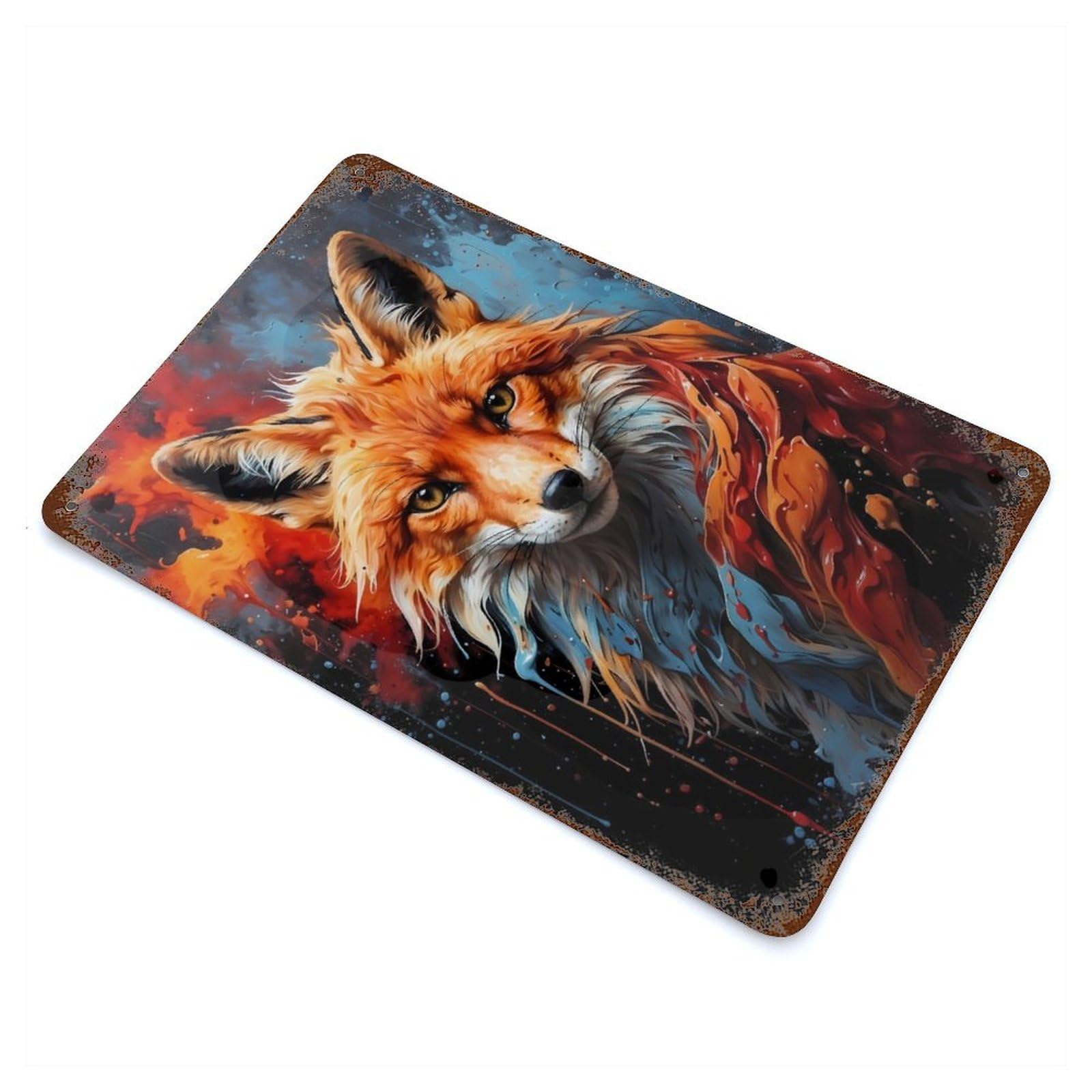 Vulpine Majesty Red Fox Retro Metal Sign 11.8"x7.9", for Pub, Kitchen And Man Cave Decor, Retro Wall Decor