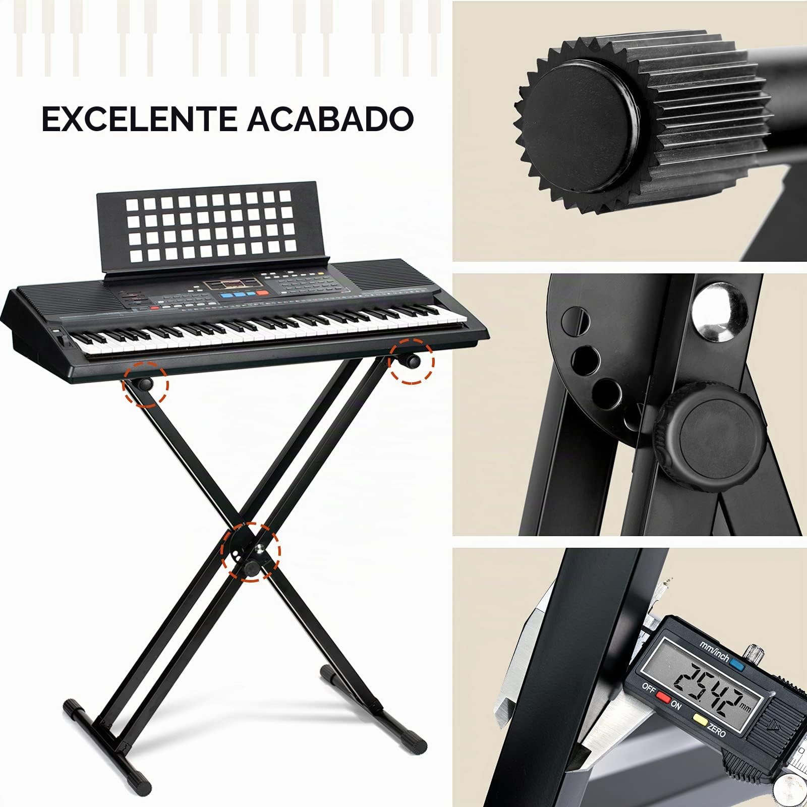 CAHAYA Soporte de Teclado de Doble Refuerzo Soporte para Teclado Musical Electrónico con 5 Niveles de Altura Regulable para Piano Digital de 61 76 88 Teclas Modelo CY0245