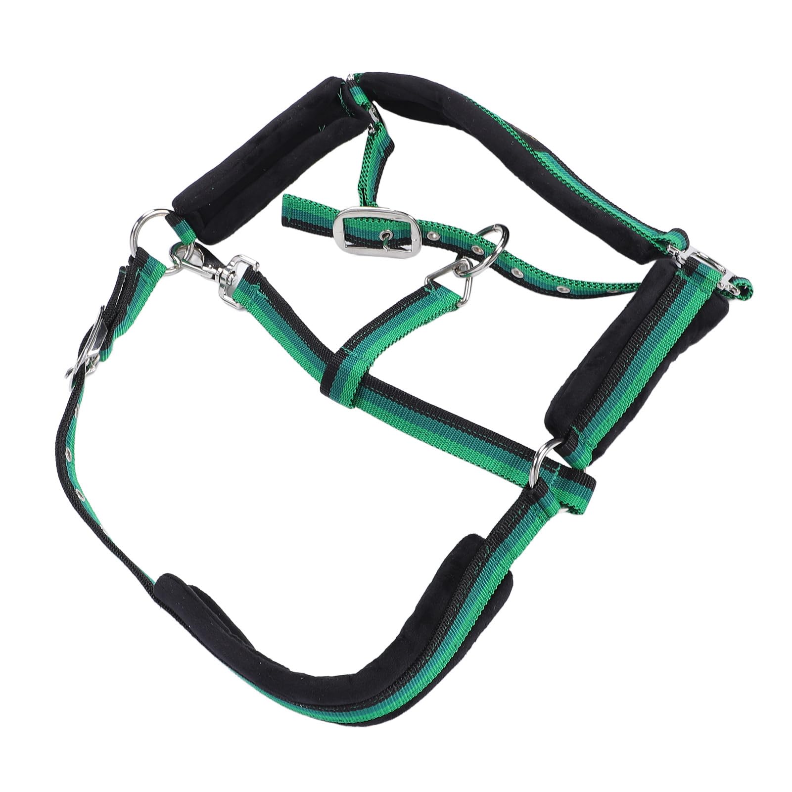 Cavezza per Cavallo in Nylon Resistente, Regolabile, con Imbottitura Anti‑sfregamento su Mento e Gola e moschettone a Scatto, Ideale per l’addestramento e la Gestione; Design