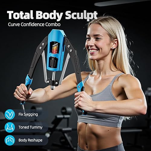 Miniatura 5 de EAST MOUNT Ejercitador de brazo Twister  Potencia hidráulica ajustable de 22 a 440 libras, expansor de pecho para el hogar, equipo de entrenamiento