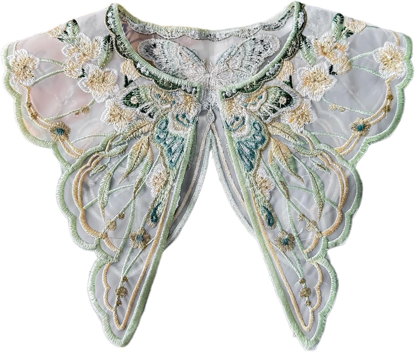 Chinese Vintage Embroidery Butterfly Yunjian Shawl Wrap Pearl Beaded Tassels False Collar Scarf For Girls Dresses