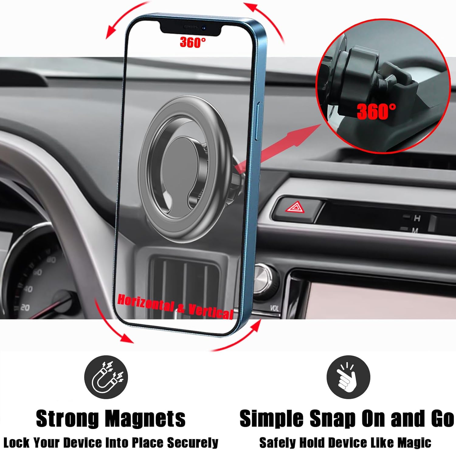 for Magsafe Car Phone Holder, Air Vent Adjustable Stand, Auto Cradles Dashboard Mount for Toyota RAV4 2013-2018, Custom Magnetic Navigation Bracket for All Smartphone, for iPhone