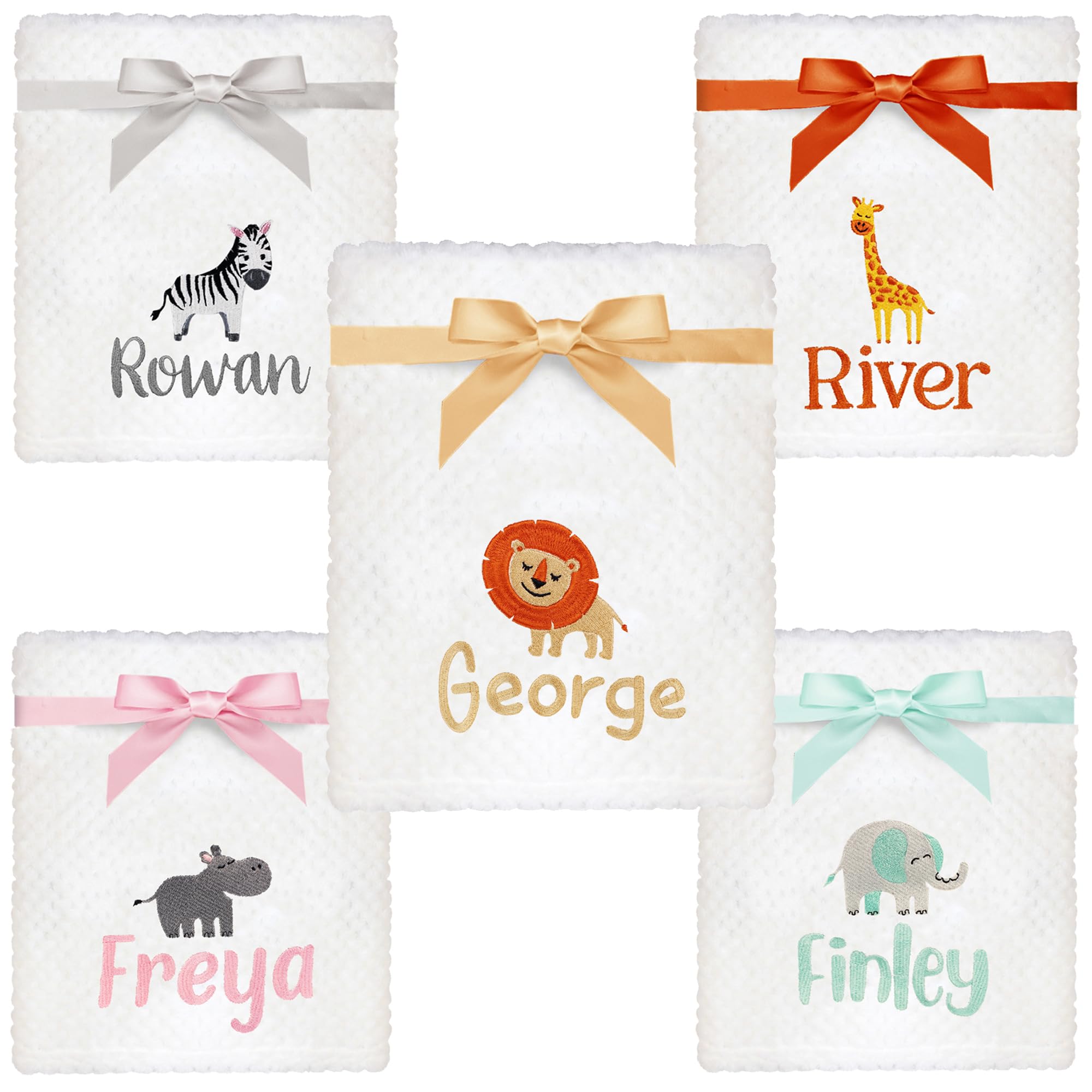 TeddyT's Personalised Baby Waffle Blanket With Embroidered Jungle Animals (Adventurous Lion)