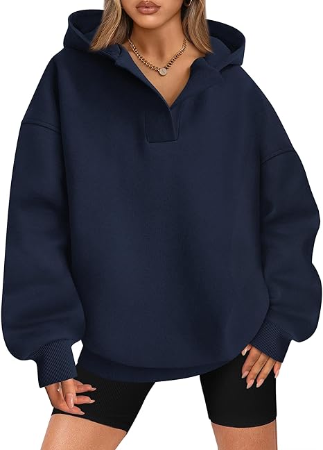 BTFBM Women's Oversized Hoodies Casual Fleece Long Sleeve V Neck Sweatshirts 2025 Trendy Fall Outfits Winter Clothes