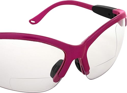 Miniatura 6 de Global Vision Gafas Cougar Series Bifocal 1.5 Lentes de sol de seguridad con aumento de lente transparente, montura rosa oscuro brillante