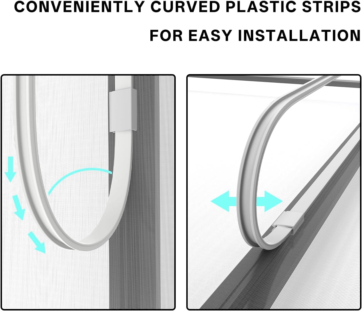 Adjustable DIY Magnetic Window Screen Replacement Window Screens 35" * 56" with White Window Frames Fiberglass Mesh for House Windows