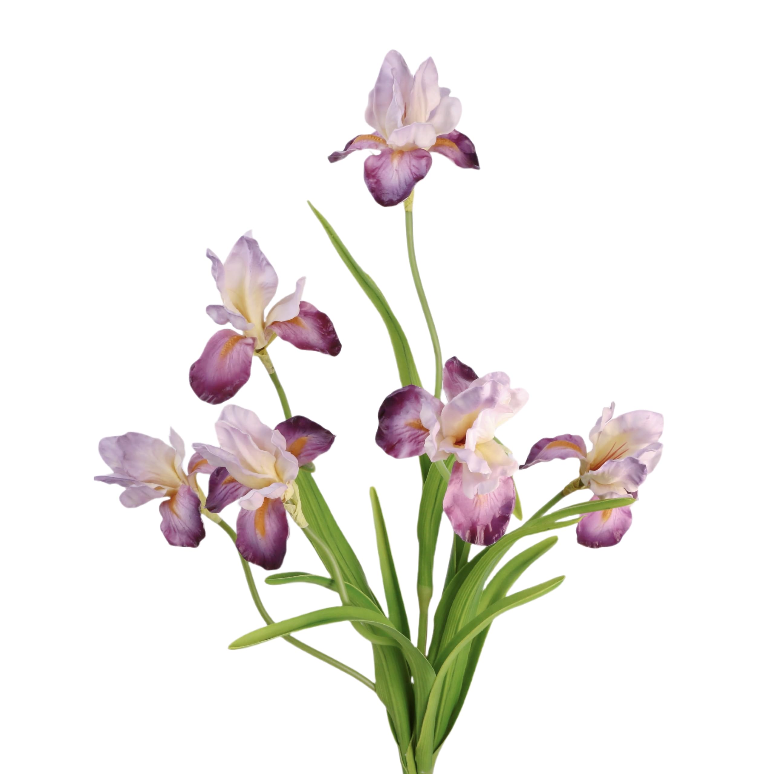 Artificial Iris Flowers Stems, Pink Faux Iris Bouquet for Vase Arrangement, Realistic Fake Flowers for Home Decor, Living Room, Bedroom, Table Centrepiece, Indoor Decoration, Vase Not Included
