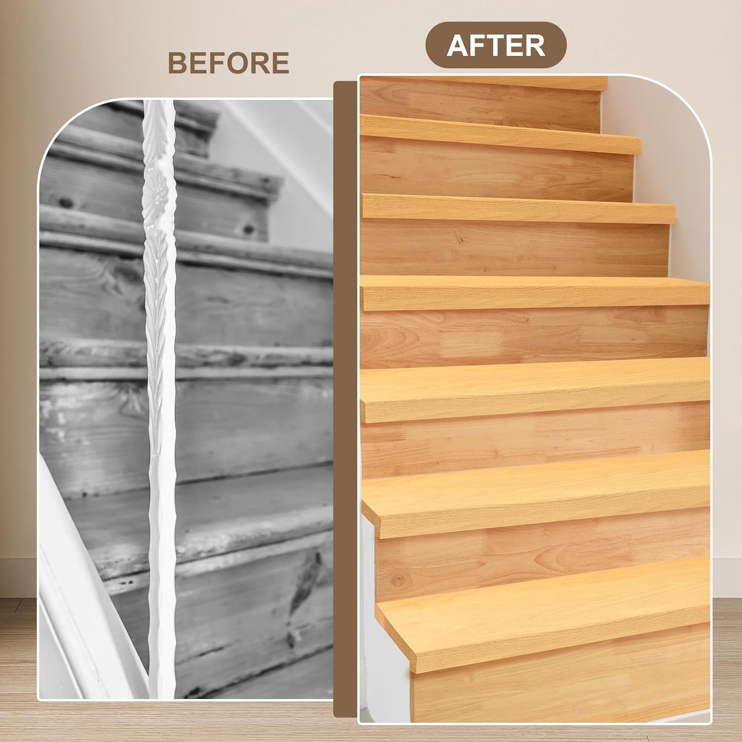 FAS Red Oak Solid Wood Stair Tread with Small (3/4") Profile Oak Treads(36in,Stair Tread with Square Nose,1 Pack)