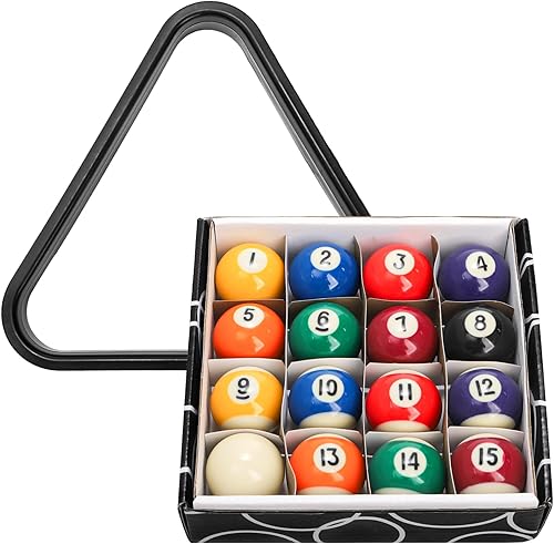 Miniatura 4 de TOPZEA Juego de bolas de billar tamaño pequeño, juego de bolas de billar de 1-12 pulgadas, juego completo de 16 bolas con estante para billar para