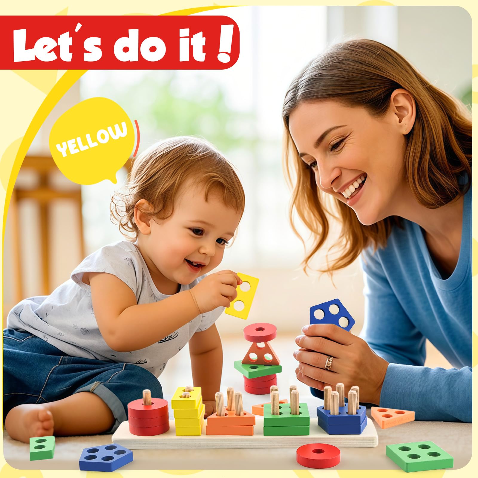 Juguetes Montessori para niños de 1, 2, 3 años, juguetes sensoriales de madera para regalos de cumpleaños de 1 a 3 años, rompecabezas educativos para niños pequeños, cesta de Pascua, juguetes de 7
